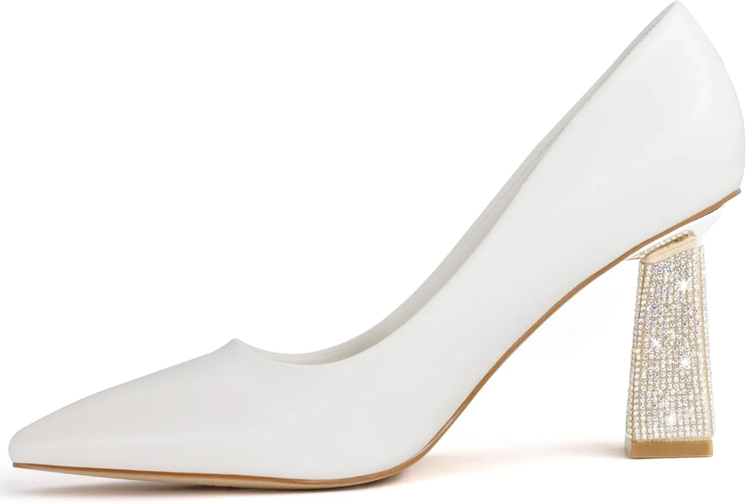 Women's Closed Pointed Toe Pumps Chunky Block High Heel Dress Office Party Wedding Shoes for Women