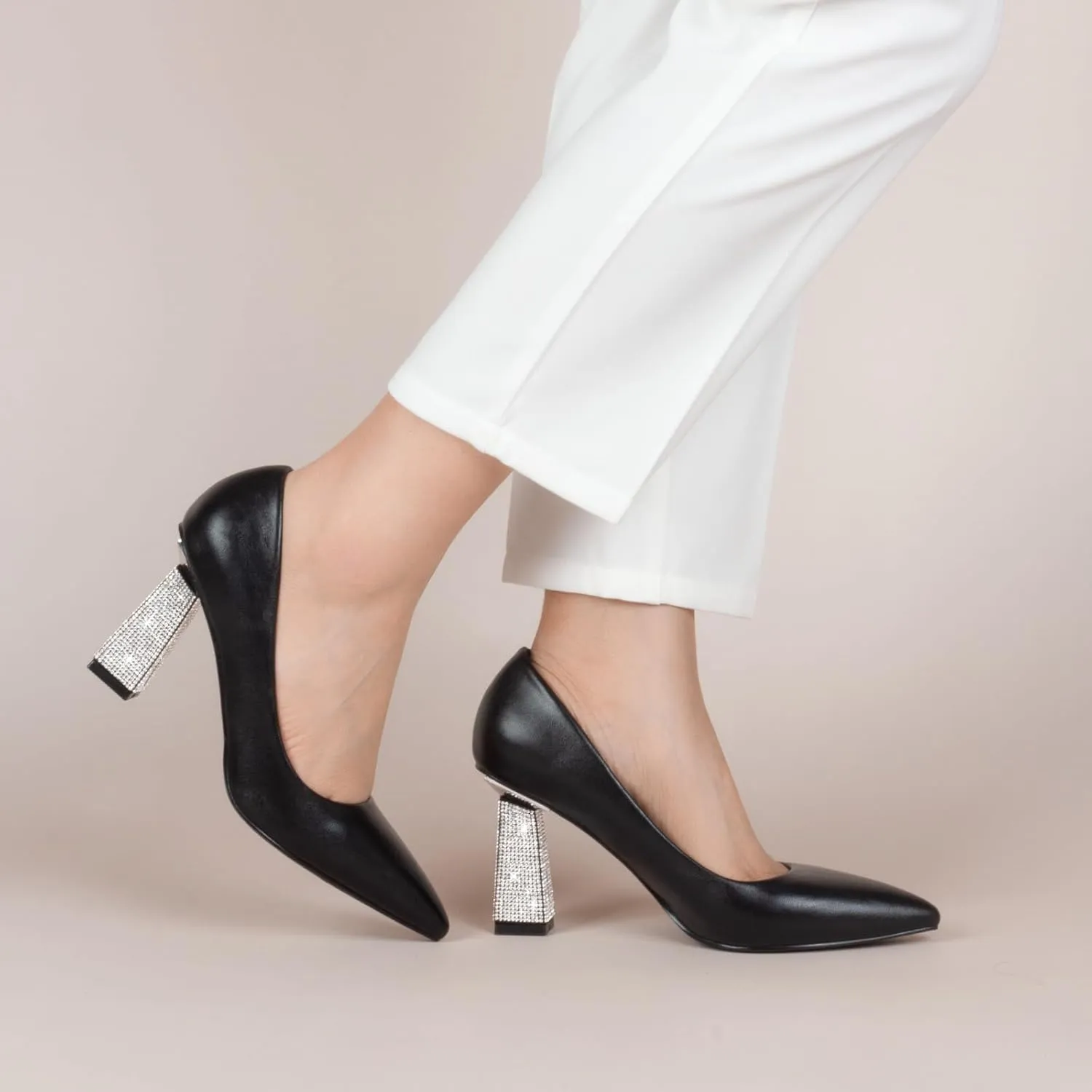 Women's Closed Pointed Toe Pumps Chunky Block High Heel Dress Office Party Wedding Shoes for Women