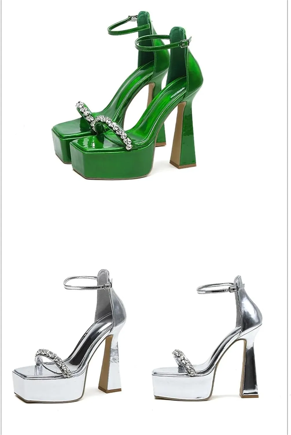 Women's Crystal Platform Sandals - Thick Heel Gladiator Party Shoes