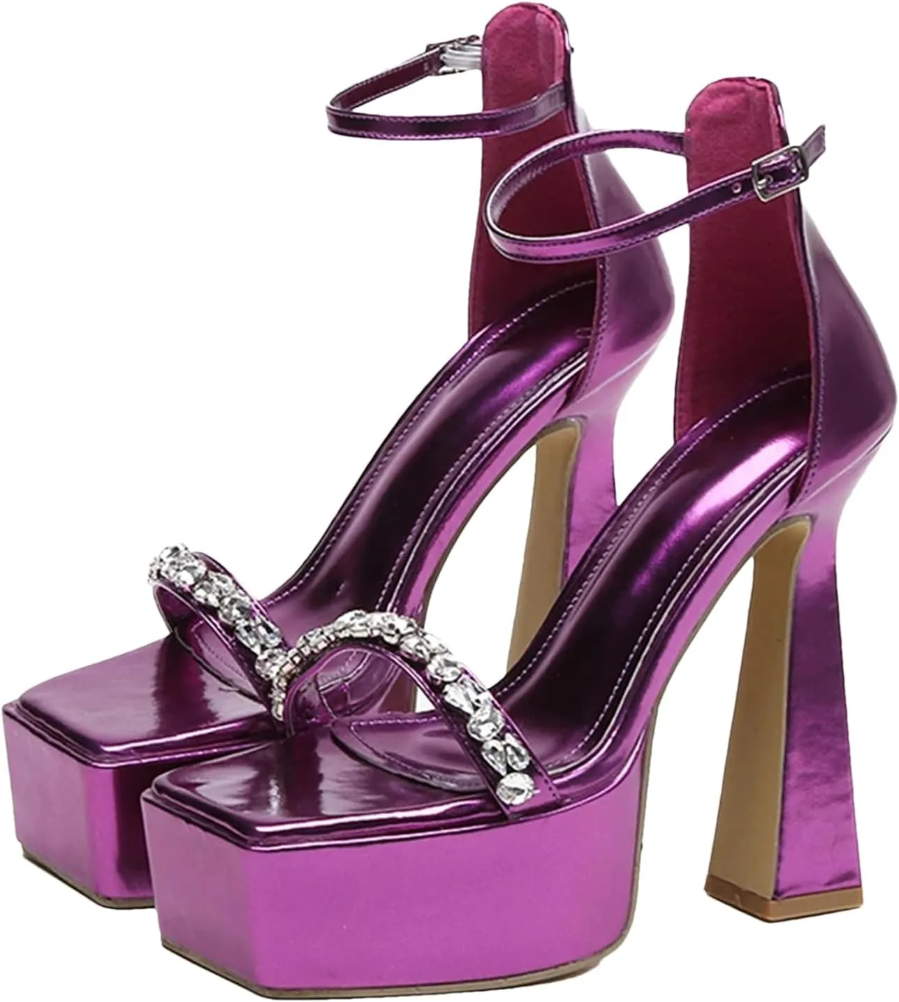 Women's Crystal Platform Sandals - Thick Heel Gladiator Party Shoes