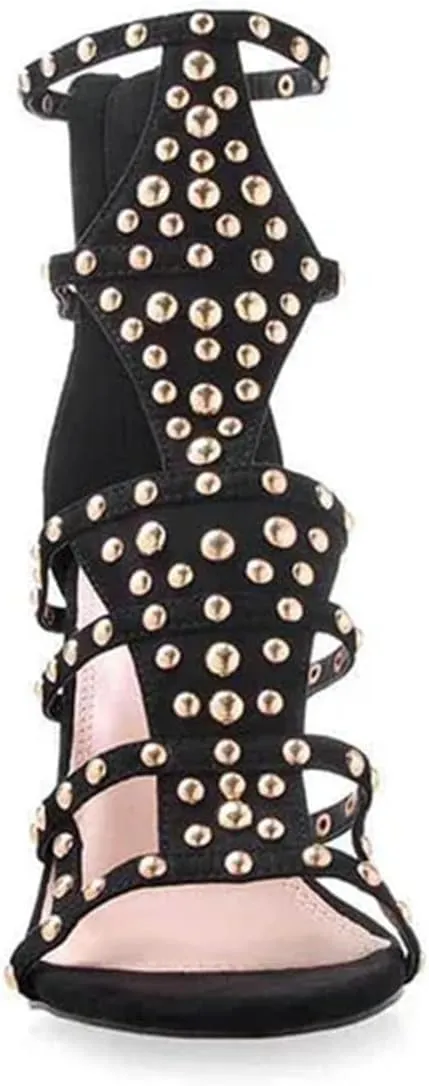 Women's Peep Toe Party Pumps - 2024 Rivet Decor Pole Dance Shoes