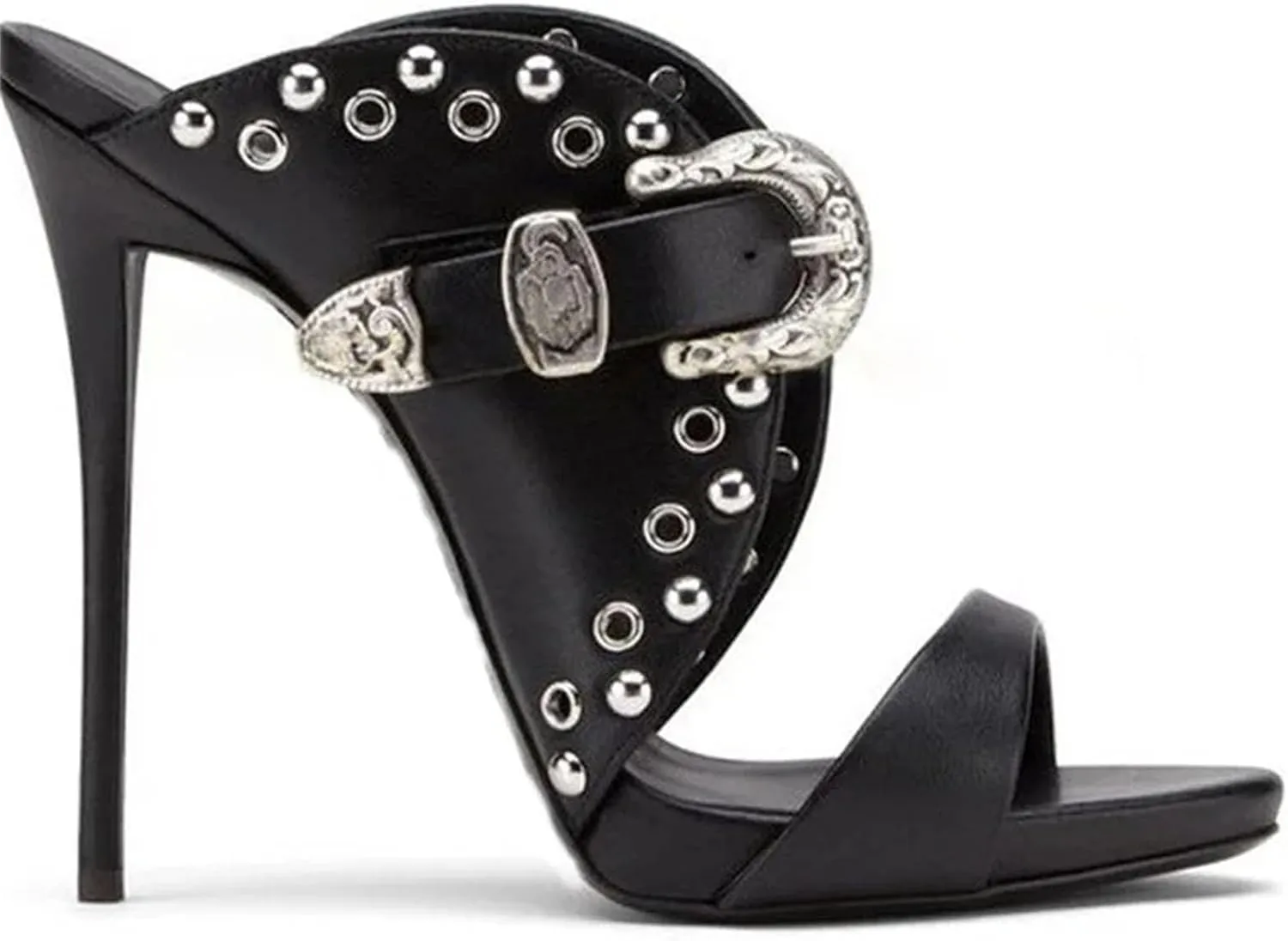 Women's Punk Rock Sandals - Pointed Toe Metal Buckle Designs