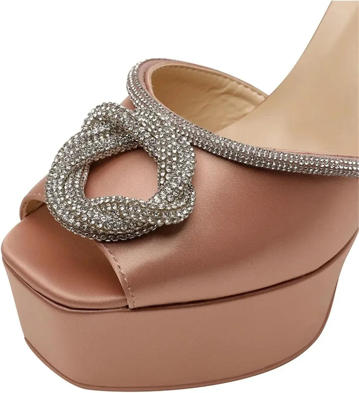Women's Rhinestone Sandals - Shiny Square Heel Ankle Strap Stage Shoes
