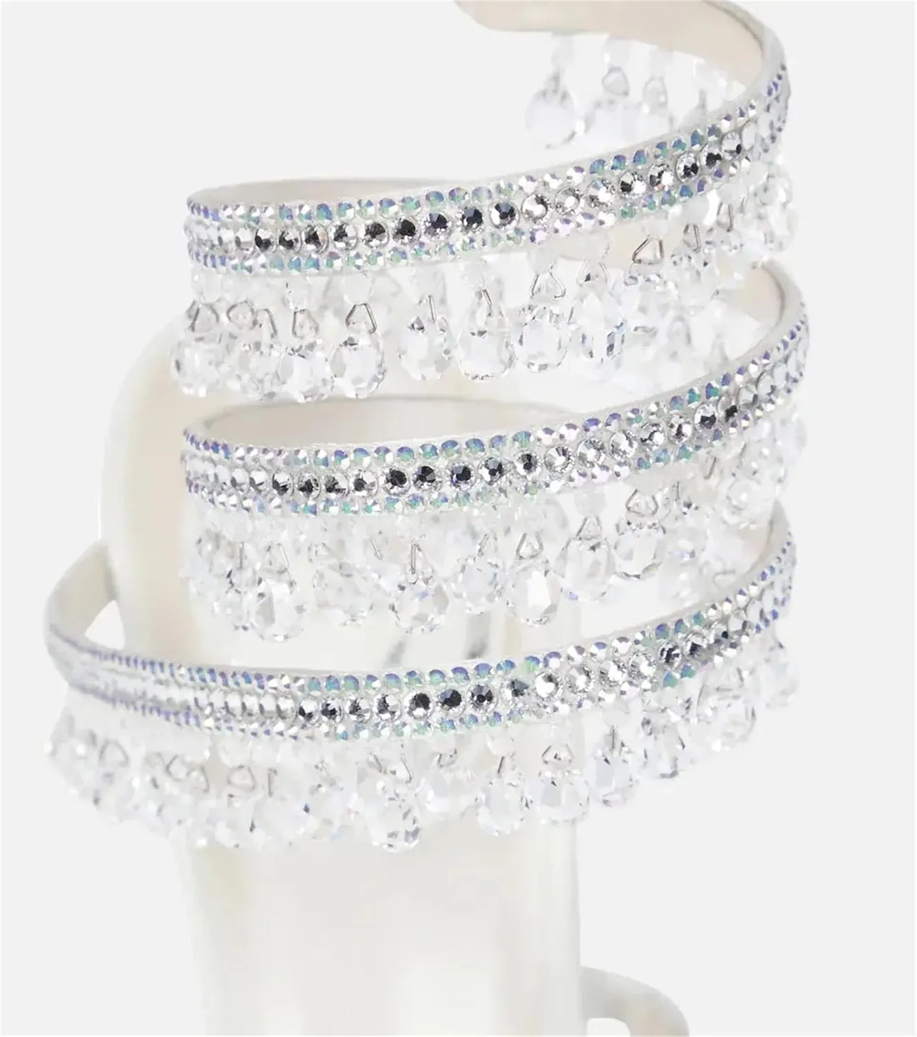 Women's Rhinestone Tassel Sandals - Diamond Pendant Party High Heels