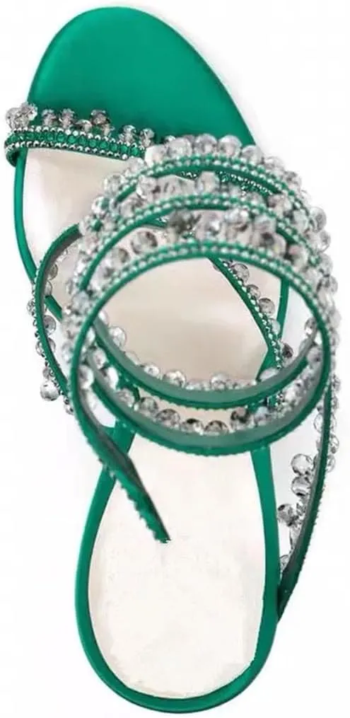Women's Rhinestone Tassel Sandals - Diamond Pendant Party High Heels