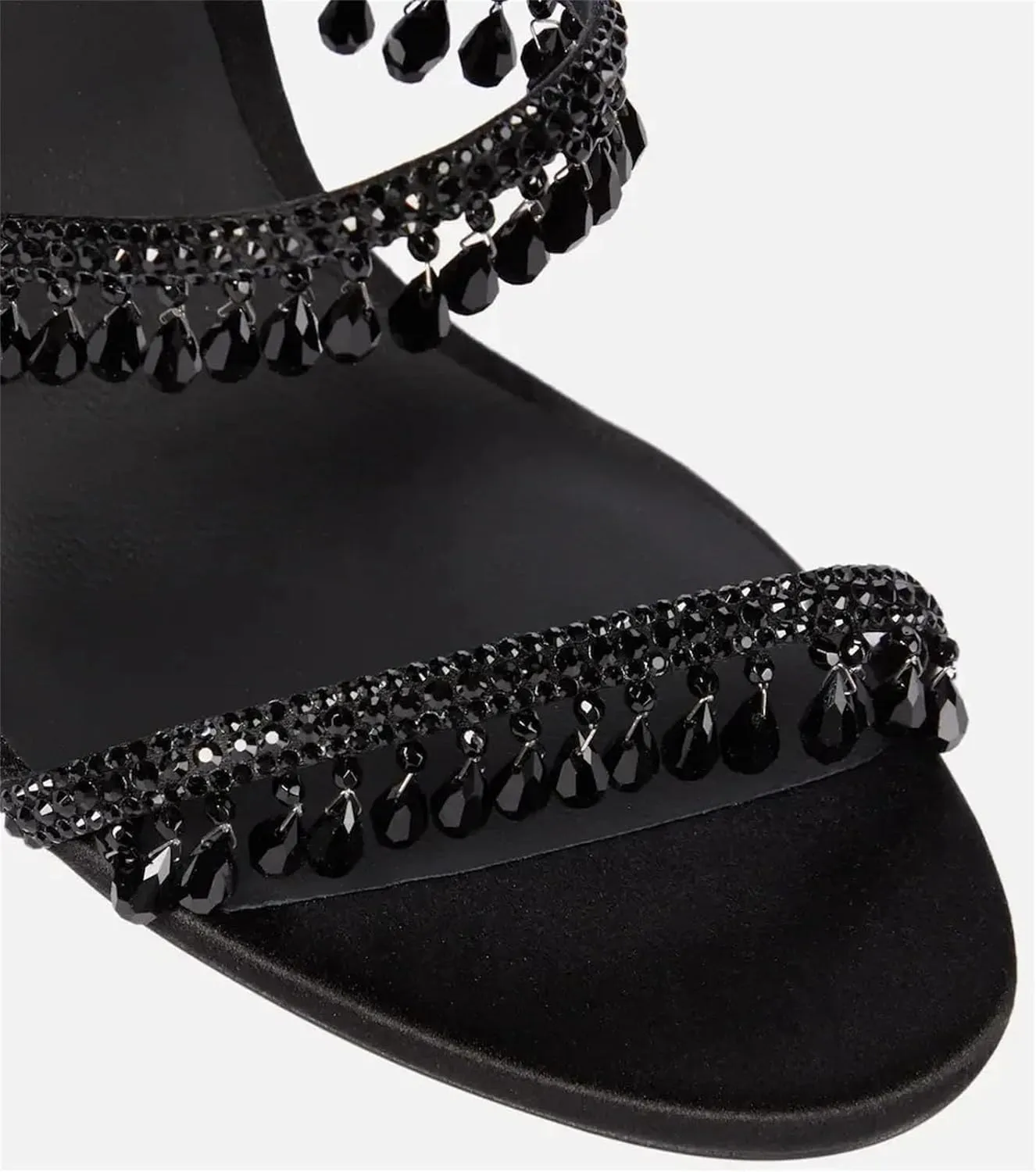 Women's Rhinestone Tassel Sandals - Diamond Pendant Party High Heels
