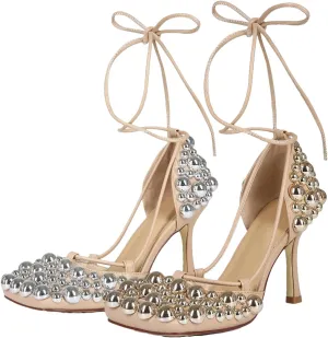 Women's Square Head Sandals - Diamond Hollow Banquet Stilettos