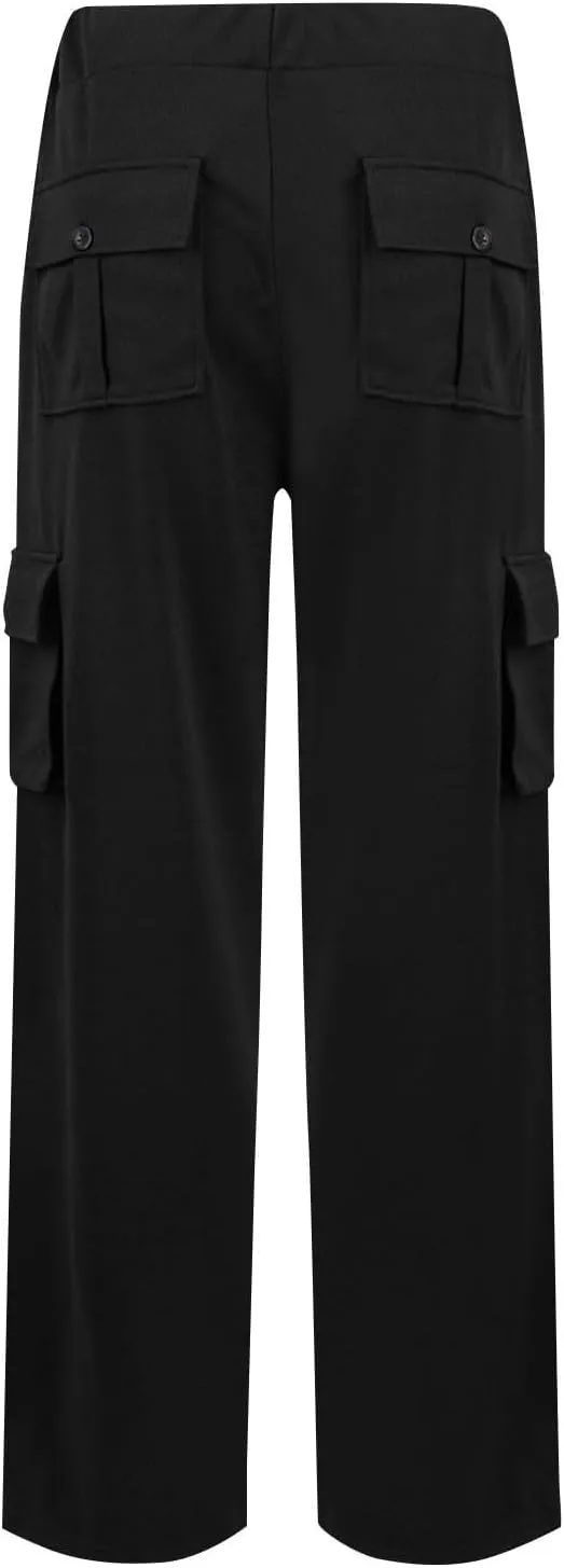 Womens Wide Leg Cargo Pants 2025 Plus Size Stretchy Yoga Leggings Baggy Lounge Pants Flare Sweatpants with Pockets