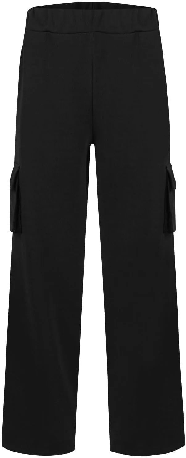 Womens Wide Leg Cargo Pants 2025 Plus Size Stretchy Yoga Leggings Baggy Lounge Pants Flare Sweatpants with Pockets
