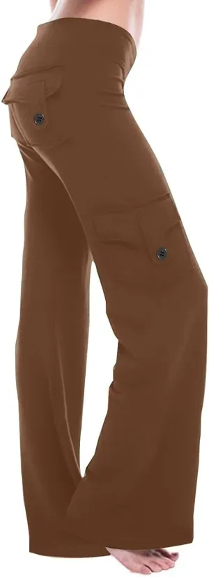 Womens Wide Leg Cargo Pants 2025 Plus Size Stretchy Yoga Leggings Baggy Lounge Pants Flare Sweatpants with Pockets