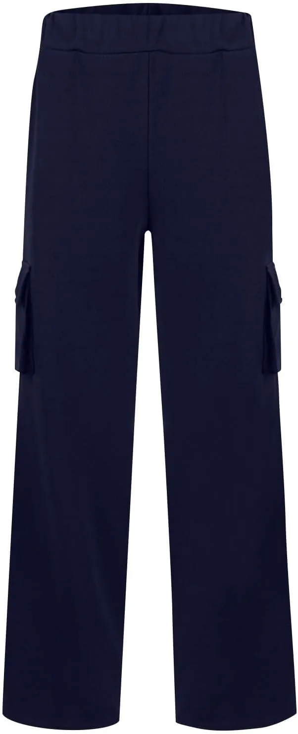 Womens Wide Leg Cargo Pants 2025 Plus Size Stretchy Yoga Leggings Baggy Lounge Pants Flare Sweatpants with Pockets