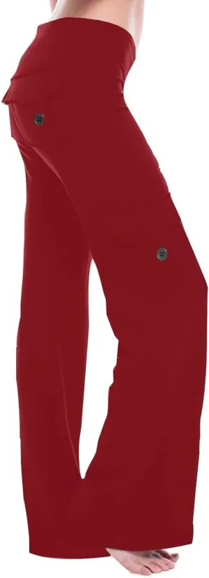 Womens Wide Leg Cargo Pants 2025 Plus Size Stretchy Yoga Leggings Baggy Lounge Pants Flare Sweatpants with Pockets