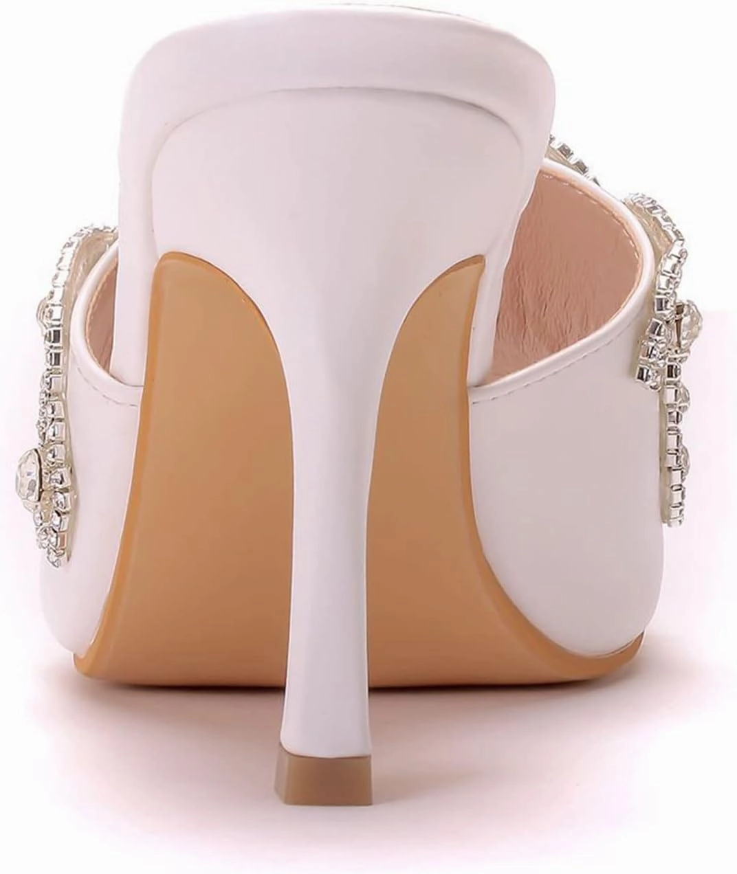 Womens Crystal Pearl Sandals 9cm Stiletto Wedding Shoes Lace Flower Ivory Bridal Shoes Square Toe High Heels Slip On Bridesmaid Court Pumps Shoes Prom Evening Party