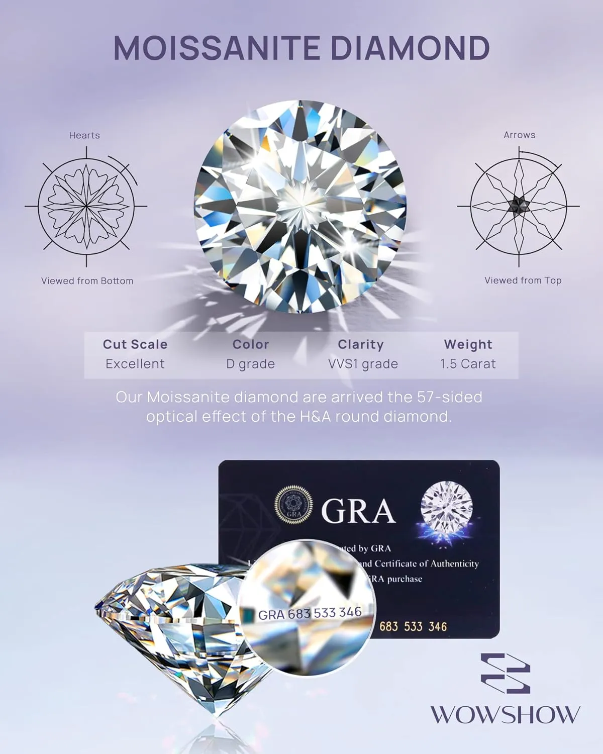 wowshow Moissanite Earrings Leverback Earrings for Women 925 Sterling Silver 3ct 4ct Moissanite Dangle Drop Earrings for Women Birthday Mothers Day Gifts with Certificate of Authenticity