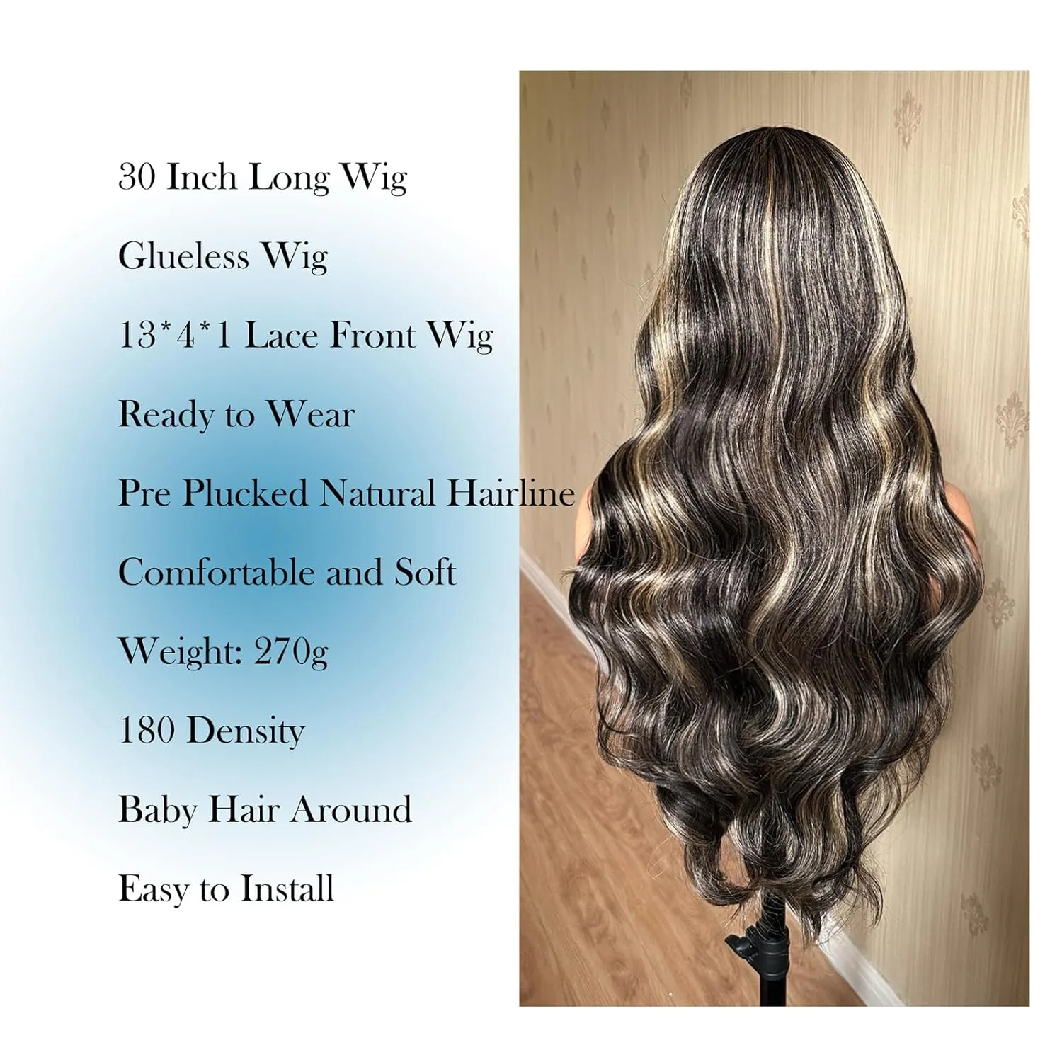 X-TRESS 30 Inch Blonde Highlight Lace Front Wigs 180 Density Balayage Wig Ombre Lace Frontal Wigs Body Wave Glueless Wigs Pre Plucked 13x4x1 Synthetic Wigs for Women