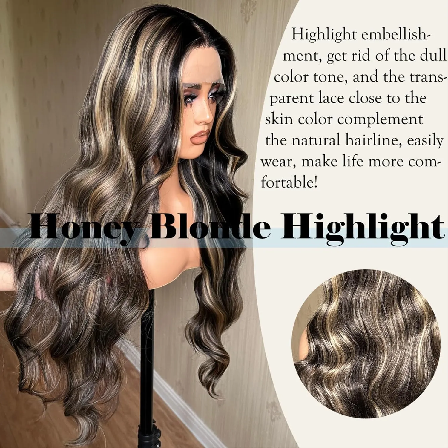 X-TRESS 30 Inch Blonde Highlight Lace Front Wigs 180 Density Balayage Wig Ombre Lace Frontal Wigs Body Wave Glueless Wigs Pre Plucked 13x4x1 Synthetic Wigs for Women