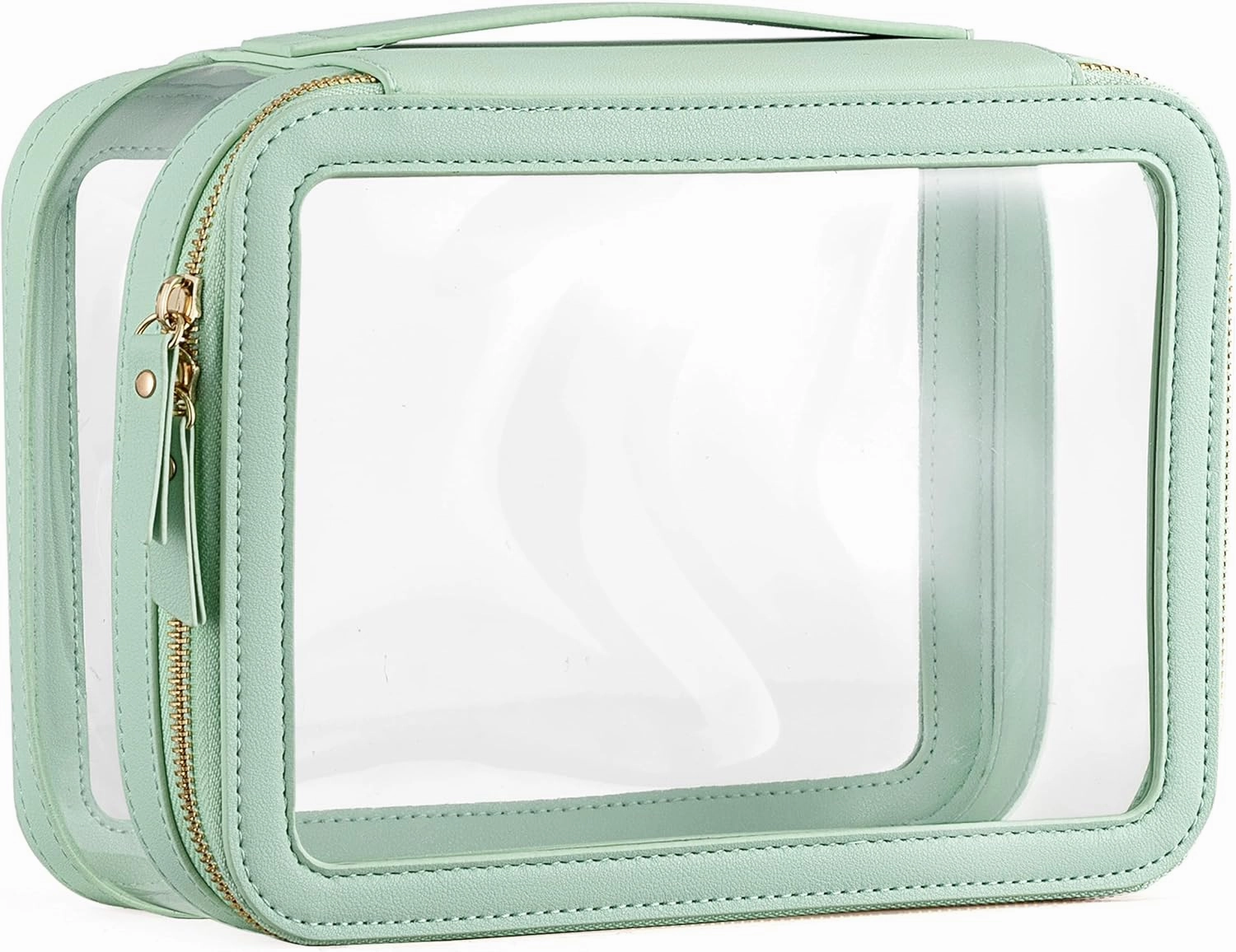 X-Large Clear Makeup Bag for Women, Portable Travel Makeup Bag Organizer Waterproof Toiletry Bag Cute Makeup Bags Cosmetic Bag Makeup Pouch, Green