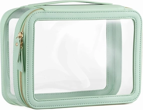 X-Large Clear Makeup Bag for Women, Portable Travel Makeup Bag Organizer Waterproof Toiletry Bag Cute Makeup Bags Cosmetic Bag Makeup Pouch, Green