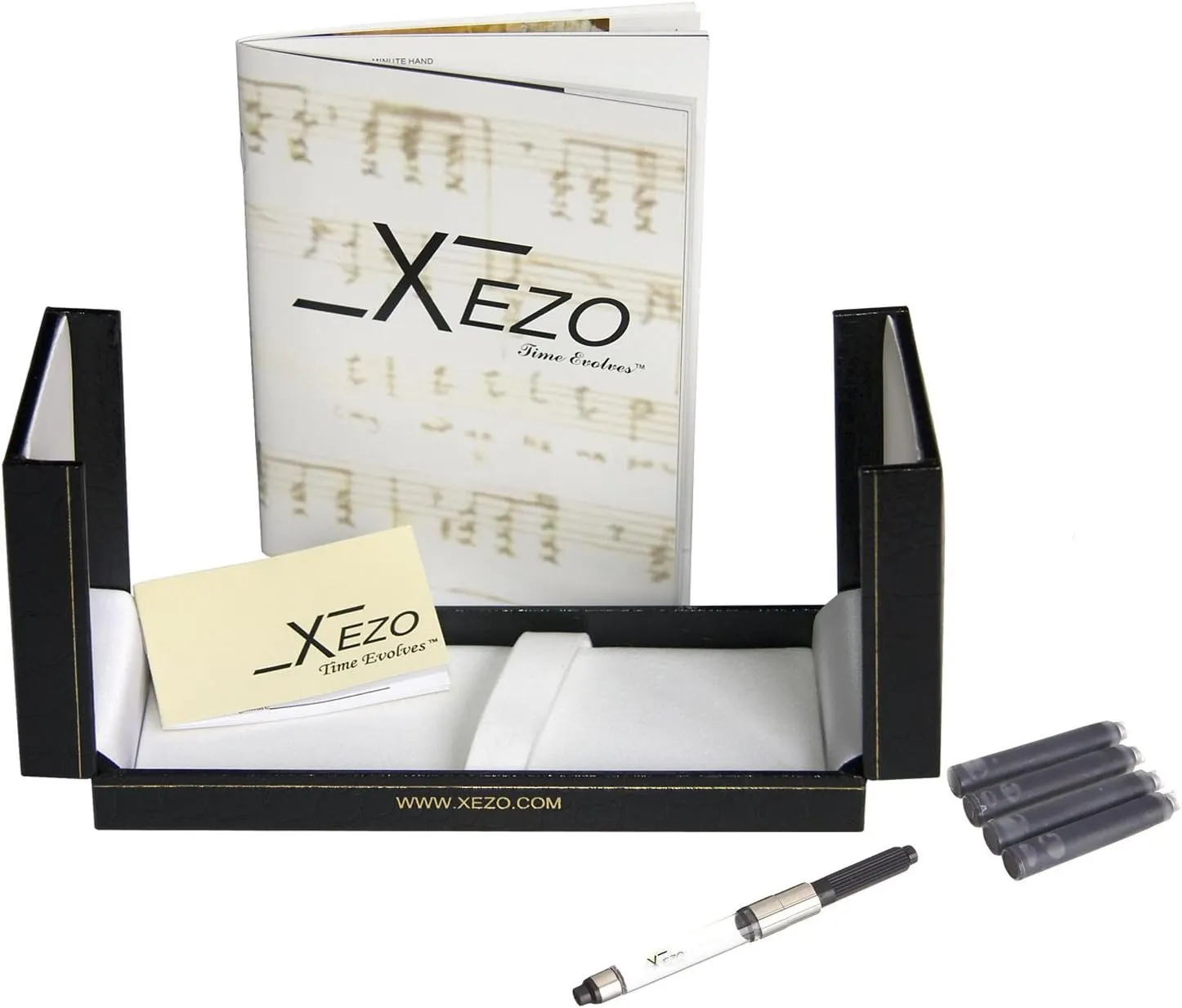 Xezo Maestro Fountain Pen, Fine Nib. Solid 925 Sterling Silver with Oceanic White Mother of Pearl and 18 Karat Gold Plating. Handcrafted, Limited Edition, Serialized